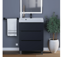 Тумба под раковину для ванной комнаты Uperwood Tanos напольная (60 см, черная, 3 ящика)