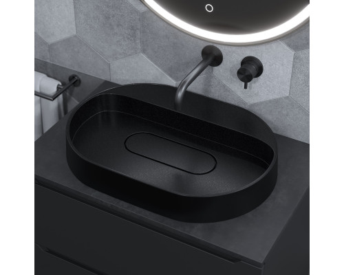 Раковина накладная кварцевая Uperwood Tanos Quartz 55 см, овальная, без отверстия для смесителя, космос