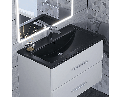 Santeh-Crystal.ru: Раковина кварцевая для ванной Uperwood Foster Quartz (80 см, черная матовая, уголь) Купить Раковина кварцевая для ванной Uperwood Foster Quartz (80 см, черная матовая, уголь) в магазине сантехники Santeh-Crystal.ru