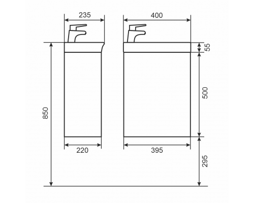 Заказать Тумба с раковиной для ванной Uperwood Bio (40 см, подвесная, белый глянец) в магазине сантехники Santeh-Crystal.ru