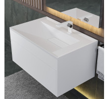 Раковина для ванной кварцевая Uperwood Lotus Quartz 80х50х13 см, белая матовая, жасмин