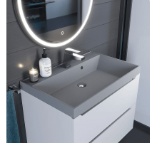 Раковина кварцевая для ванной Uperwood Classic Quartz (70 см, серая матовая, бетон)