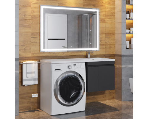 Тумба с раковиной под стиральную машину Uperwood Magenta (60/120 см, подвесная, черная, с дверцами, правая)