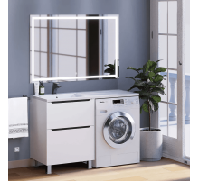 Тумба под стиральную машину Uperwood Tanos (60 см, напольная, белая/графит, 2 ящика)