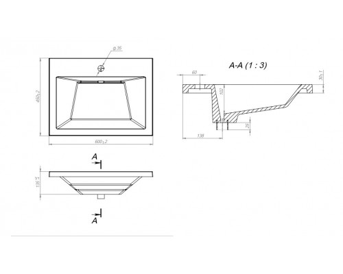 Раковина для ванной Uperwood Olivia 60 см, белая глянцевая