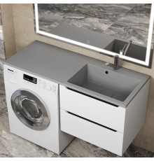 Раковина над стиральной машиной Uperwood Cosmos 120 см, правая, серый шелк