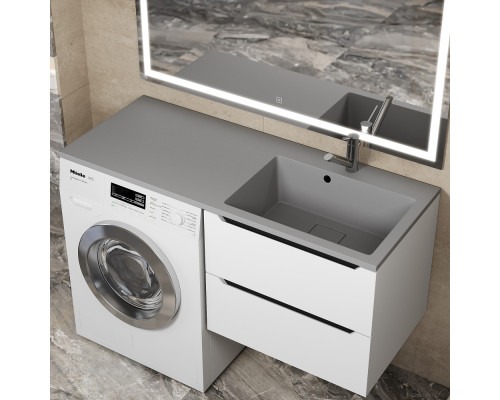 Раковина над стиральной машиной Uperwood Cosmos 120 см, правая, серый шелк