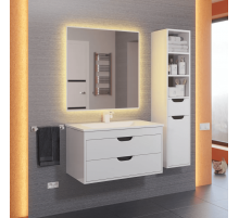 Тумба с раковиной для ванной Uperwood Modul (80 см, подвесная, матовая, белая/графит)