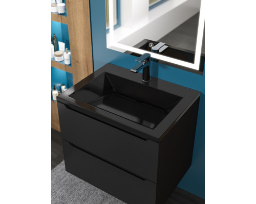 Раковина для ванной Uperwood Olivia 60 см, черная глянцевая