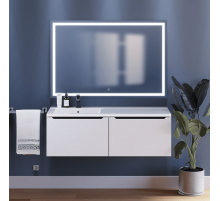 Тумба под раковину для ванной комнаты Uperwood Tanos (120 см, подвесная, левая, белая/графит)