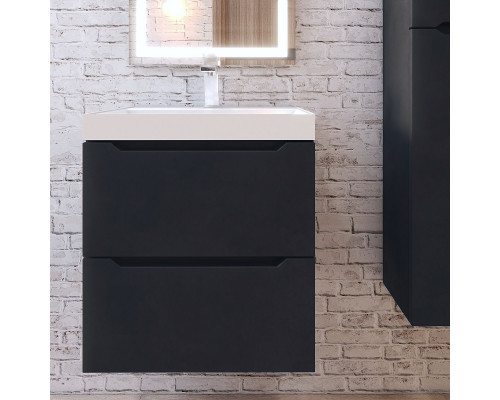 Тумба с раковиной для ванной Uperwood Tanos NEW (50 см, подвесная, черная)