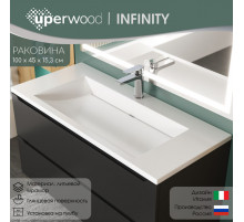 Раковина для ванной полувстраиваемая Uperwood Infinity 100х45х15,3 см, белая глянцевая