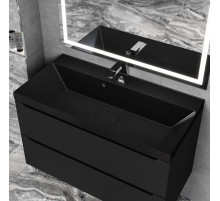 Раковина для ванной Uperwood Classic New 90 см, черная глянцевая, с накладкой для слива