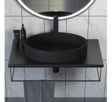 Комплект столешница для ванной Uperwood Tanos (с накладной раковиной Rome и кронштейнами 80 см, бук темный)