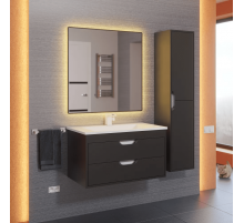 Тумба с раковиной для ванной Uperwood Modul (80 см, подвесная, матовая, черная)