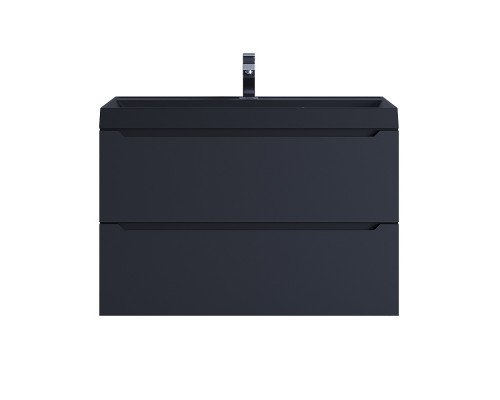 Тумба с раковиной для ванной Uperwood Tanos-Classic Quartz 80 см, черная/уголь