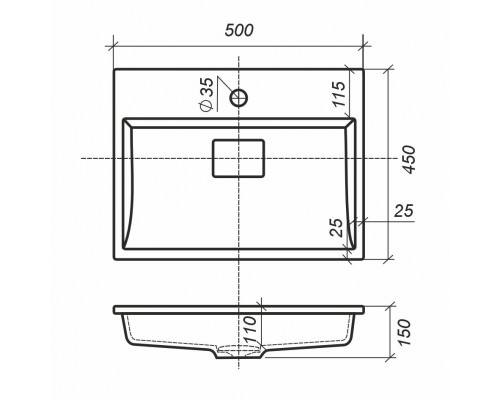 Раковина для ванной полувстраиваемая Uperwood Barsa, 50 см, белая глянцевая