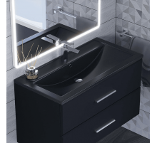 Раковина кварцевая для ванной Uperwood Foster Quartz (90 см, черная матовая, космос)