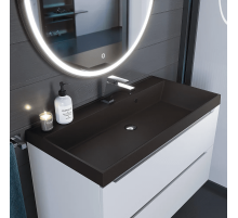 Раковина кварцевая для ванной Uperwood Classic Quartz (90 см, коричневая матовая, трюфель)