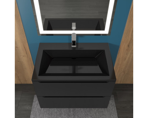 Раковина для ванной Uperwood Olivia 70 см, черная глянцевая