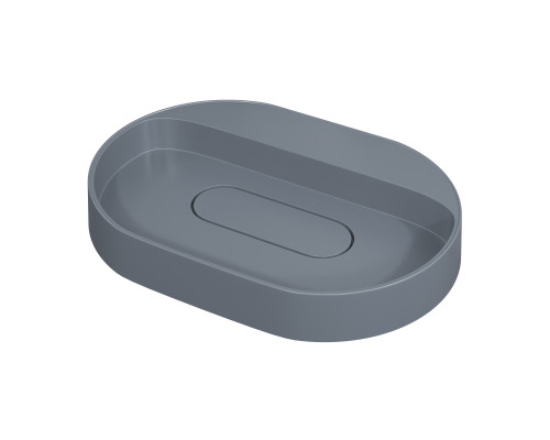 Раковина накладная кварцевая Uperwood Tanos Quartz 55 см, овальная, без отверстия для смесителя, бетон