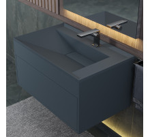 Раковина для ванной кварцевая Uperwood Lotus Quartz 80х50х13 см, серая матовая, бетон