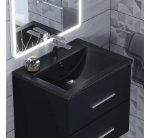 Раковина кварцевая для ванной Uperwood Foster Quartz (60 см, черная матовая, космос)