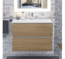 Тумба под раковину для ванной Uperwood Barsa (70 см, подвесная, белая/дуб сонома)