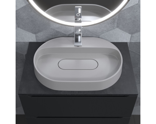 Раковина накладная кварцевая Uperwood Tanos Quartz 55х40х10 см, овальная, белая матовая, жасмин