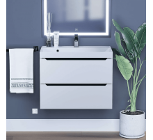 Тумба с раковиной для ванной Uperwood Tanos (70 см, подвесная, матовая, белая/графит)