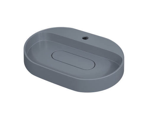 Раковина накладная кварцевая Uperwood Tanos Quartz 55х40х10 см, овальная, серая матовая, бетон