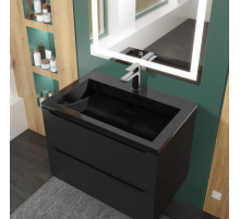 Раковина для ванной полувстраиваемая Uperwood Infinity 70х45х16,4 см, черная глянцевая