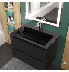 Раковина для ванной полувстраиваемая Uperwood Infinity 70х45х16,4 см, черная глянцевая