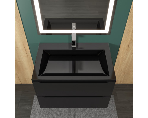Раковина для ванной полувстраиваемая Uperwood Infinity 70х45х16,4 см, черная глянцевая