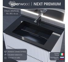 Раковина для ванной Uperwood Next Premium 70х45х13 см, черная глянцевая
