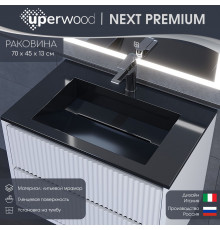 Раковина для ванной Uperwood Next Premium 70х45х13 см, черная глянцевая