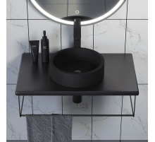 Комплект столешница для ванной Uperwood Tanos (с накладной раковиной Round и кронштейнами 70 см, бук темный)