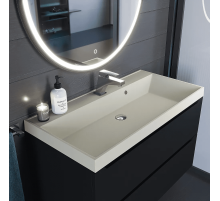 Раковина кварцевая для ванной Uperwood Classic Quartz (90 см, бежевая матовая, лён)