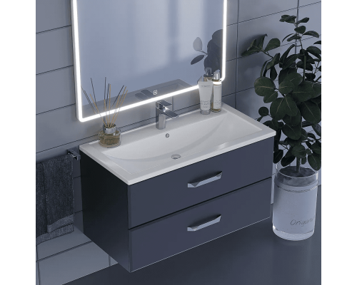 Приобрести Тумба с раковиной для ванной Uperwood Foster (90 см, подвесная, черная) в магазине сантехники Santeh-Crystal.ru