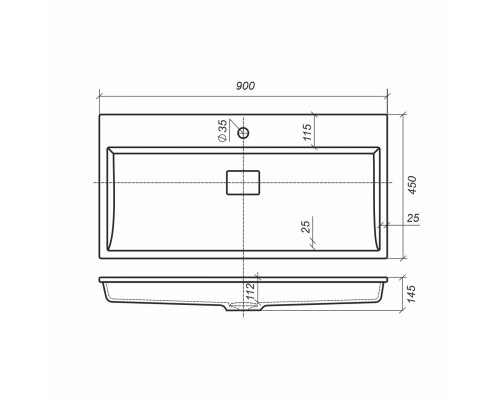 Раковина для ванной полувстраиваемая Uperwood Barsa, 90 см, черная глянцевая