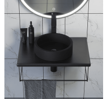 Комплект столешница для ванной Uperwood Tanos (с накладной раковиной Round и кронштейнами 60 см, бук темный)