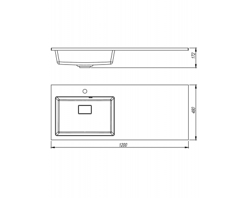 Раковина над стиральной машиной Uperwood Cosmos 120 см, левая, жасмин