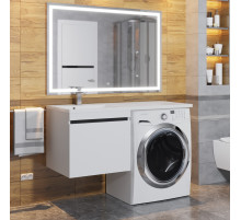 Тумба с раковиной под стиральную машину Uperwood Magenta (60/120 см, подвесная, белая/графит, выдвижной ящик, левая)