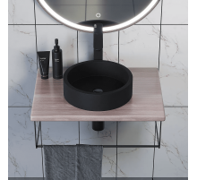 Комплект столешница для ванной Uperwood Tanos (с накладной раковиной Round и кронштейнами 60 см, бук светлый)