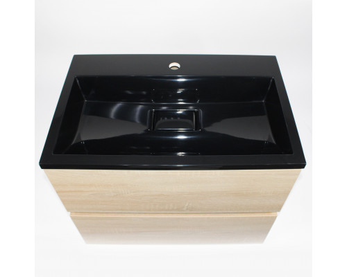 Раковина для ванной полувстраиваемая Uperwood Barsa, 60 см, черная глянцевая