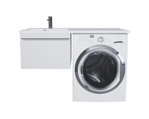 Тумба с раковиной под стиральную машину Uperwood Magenta (60/120 см, подвесная, белая, выдвижной ящик, левая)