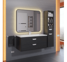 Зеркало для ванной с подсветкой Uperwood Modul (80x80 см, сенсорная кнопка, антизапотевание, черное, теплая подсветка)