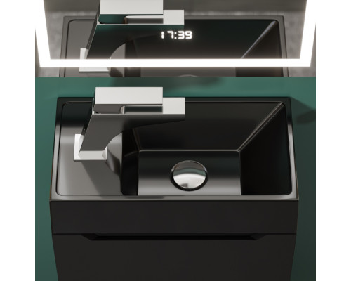 Раковина для ванной Uperwood Classic New 40 см, черная глянцевая, с накладкой для слива