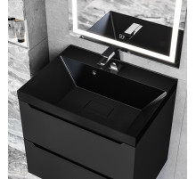 Раковина для ванной Uperwood Classic New 60 см, черная глянцевая, с накладкой для слива