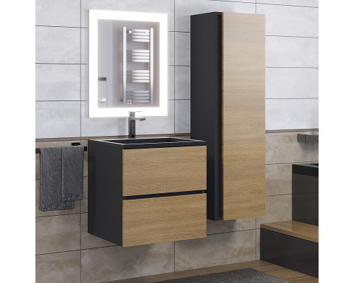 Раковина для ванной полувстраиваемая Uperwood Barsa, 50 см, черная глянцевая